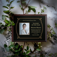 Teacher of the Year Photo Logo Gold Personalize