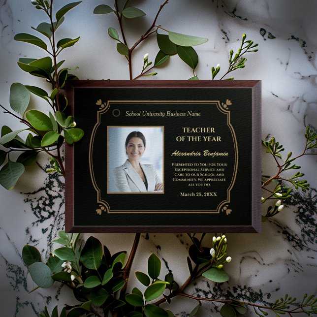 Teacher of the Year Photo Logo Gold Personalize Award Plaque (Teacher of the Year Photo Logo Gold Personalize Award Plaque is great to give to your employees. )