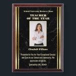 Teacher of the Year Photo Logo Gold Personalized Award Plaque<br><div class="desc">Replace with your information or words,  logo or symbol and photograph. Great to use for Award ceremonies and events or just to thank someone for their service.</div>
