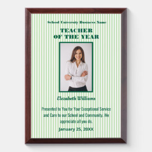 Teacher of the Year Photo Logo Gold Personalized Award Plaque