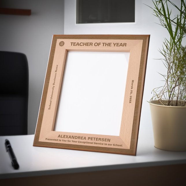 Teacher of the Year Recognition Awards Wooden Engraved Frames (Teacher of the Year Recognition Awards Wooden Etched Frames wonderful for those deserve. )