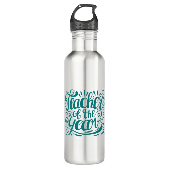 Teacher of the Year Stainless Steel Water Bottle (Front)