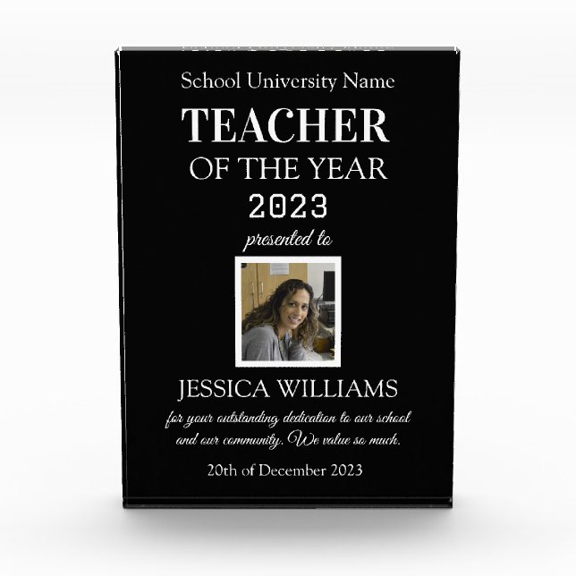 Teacher of the Year Teaching Education School  Acrylic Award (Front)