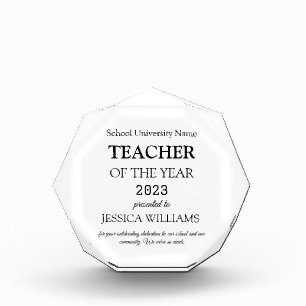 Teacher of the Year Teaching Education School Acrylic Award