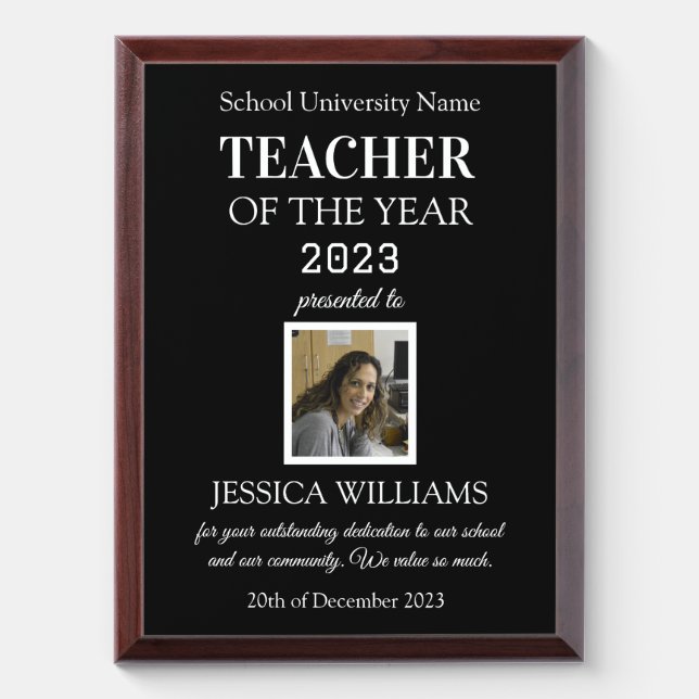 Teacher of the Year Teaching Education School  Award Plaque (Vertical)