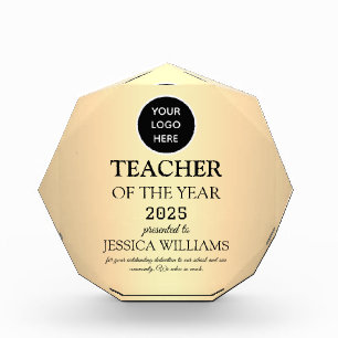 Teacher of the Year Teaching Education School Logo Acrylic Award