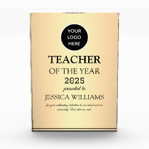 Teacher of the Year Teaching Education School Logo Acrylic Award