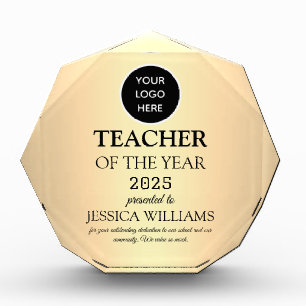 Teacher of the Year Teaching Education School Logo Acrylic Award