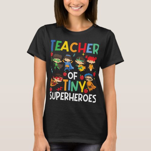 Teacher Of Tiny Superheroes Funny Teach 100th Day  T_Shirt