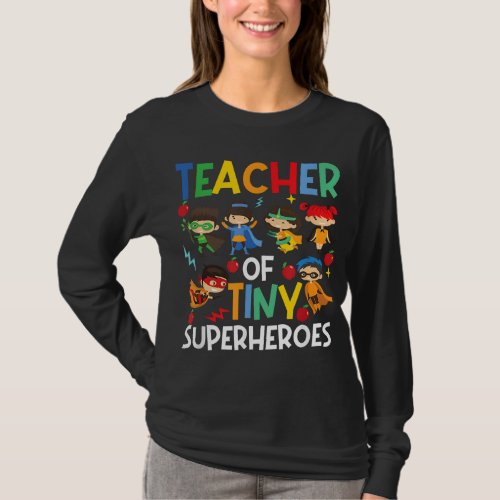 Teacher Of Tiny Superheroes Funny Teach 100th Day  T_Shirt