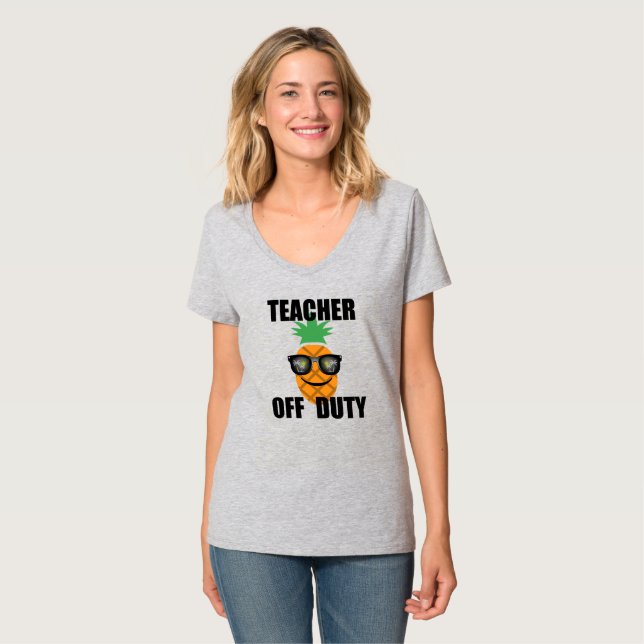 Teacher Off Duty Design - Women's Basic V-Neck T-S T-Shirt (Front Full)