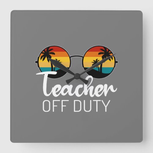 Teacher Off Duty Sunglasses Beach Sunset Square Wall Clock