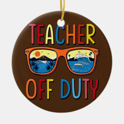 Teacher Off Duty Sunglasses Palm Tree Beach Ceramic Ornament