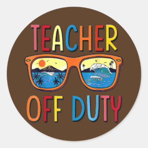 Teacher Off Duty Sunglasses Palm Tree Beach Classic Round Sticker
