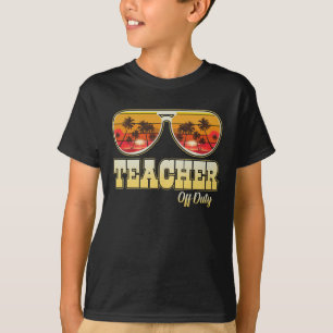 Teacher Off Duty Sunglasses Palm Tree Beach Sunset T-Shirt