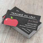 Teacher on Call Cute Apple Chalkboard Business Card<br><div class="desc">Chalkboard & Apple Teacher on Call Business Cards.</div>