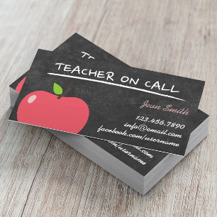 Teacher on Call Cute Apple Chalkboard Business Card