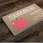 Teacher on Call Cute Apple Rustic Kraft Business Card<br><div class="desc">Teacher on Call Cute Apple Rustic Kraft Business Card.</div>