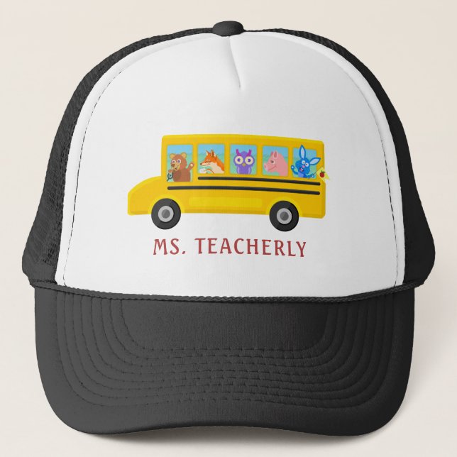 Teacher or Bus Driver Cute Animals | Personalized Trucker Hat (Front)