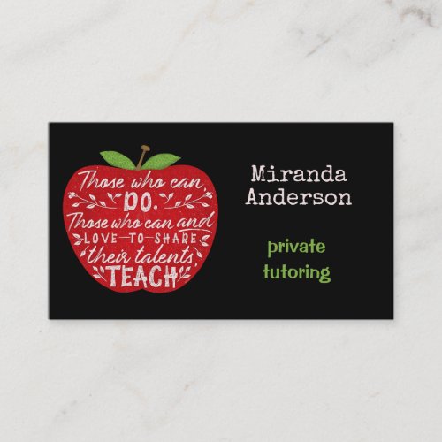 Teacher or Private Tutor Those Who Can Teach Apple Business Card