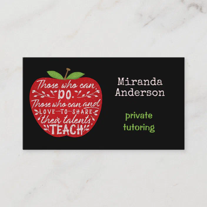 Teacher Or Private Tutor Those Who Can Teach Apple Business Card Zazzle Com