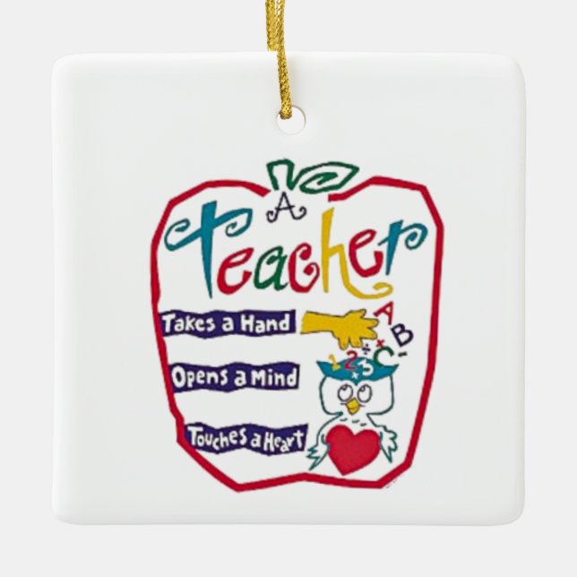 "TEACHER" ORNAMENT APPLE AND THANKS (Front)