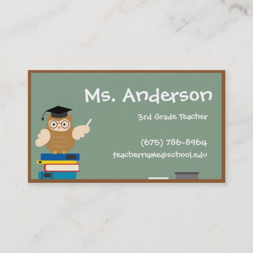 Customizable Teacher Owl Business Card