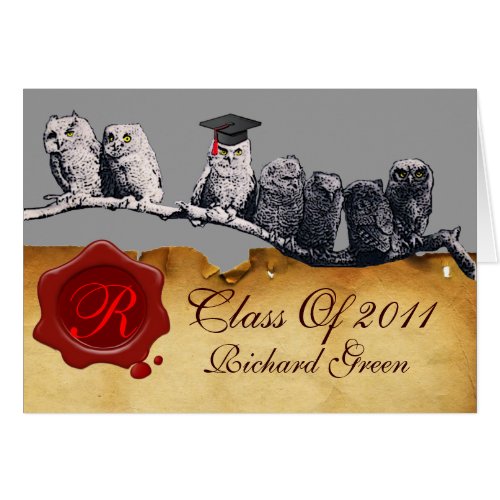 TEACHER OWLGRADUATION  PARCHMENT WAX SEAL MONOGRAM