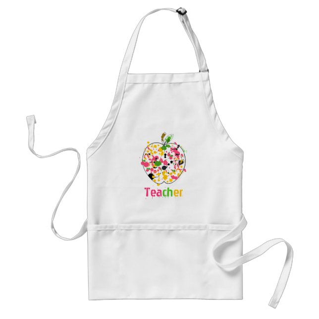 Teacher Paint Splatter Apple Apron (Front)