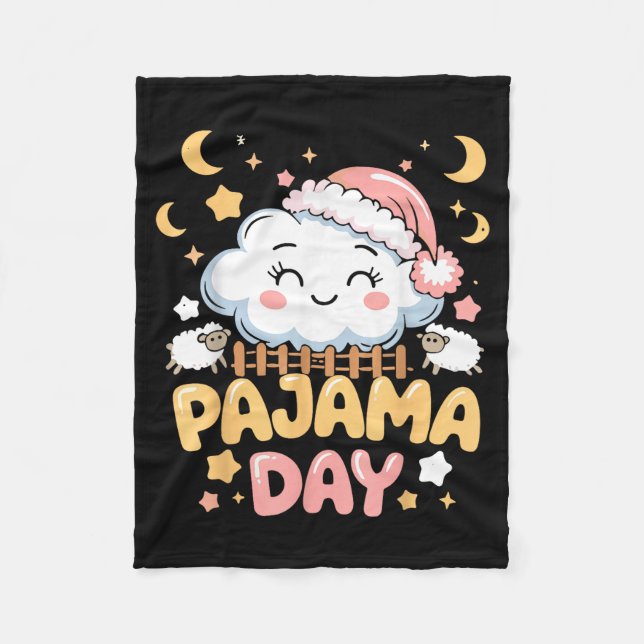 Teacher Pajama Day Shirt, Funny Cloud Sleever Scho Fleece Blanket (Front)