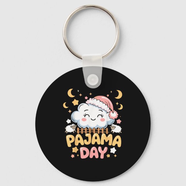 Teacher Pajama Day Shirt, Funny Cloud Sleever Scho Keychain (Front)