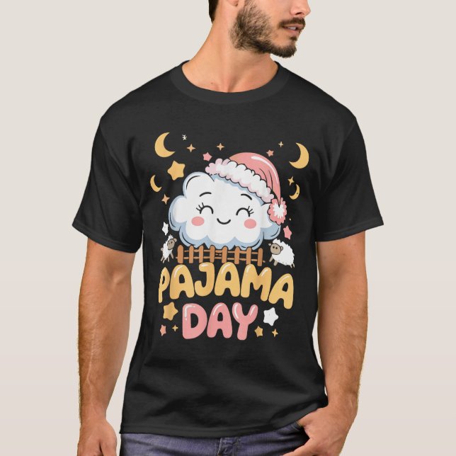 Teacher Pajama Day Shirt, Funny Cloud Sleever Scho T-Shirt (Front)