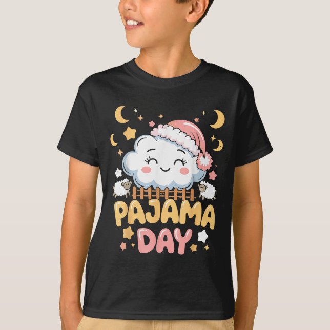 Teacher Pajama Day Shirt, Funny Cloud Sleever Scho T-Shirt (Front)