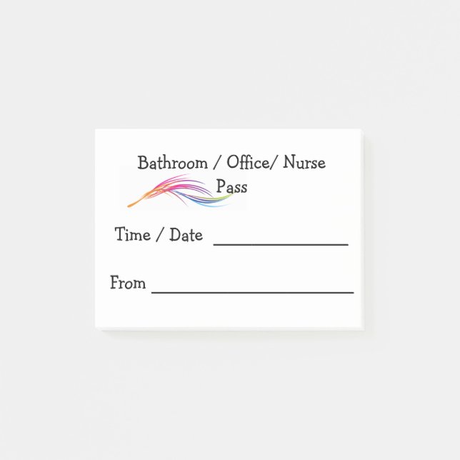 Teacher Pass Form Post it Note (Front)