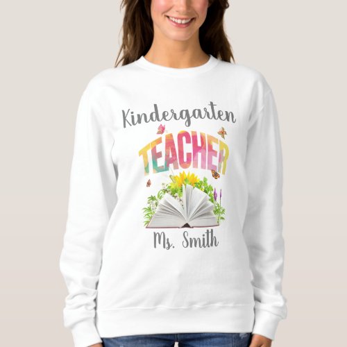Teacher Pastel Cute Colorful Graphic Book  Sweatshirt