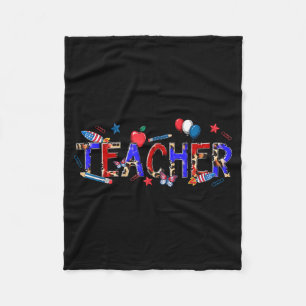 Teacher patriotic 1776 independence day fleece blanket