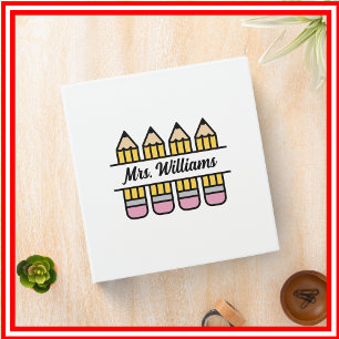 Teacher Pencil Back To School Appreciation 3 Ring Binder