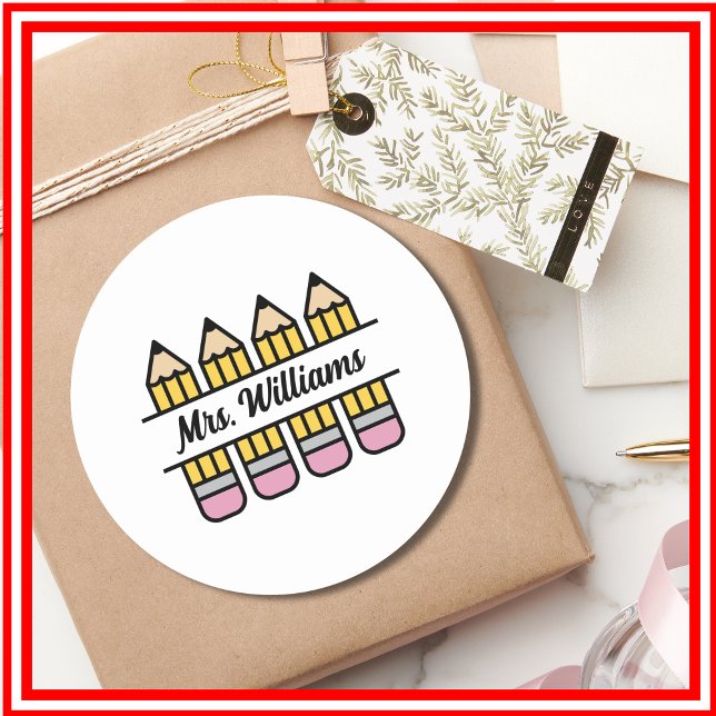 Teacher Pencil Back To School Appreciation Classic Round Sticker (Creator Uploaded)