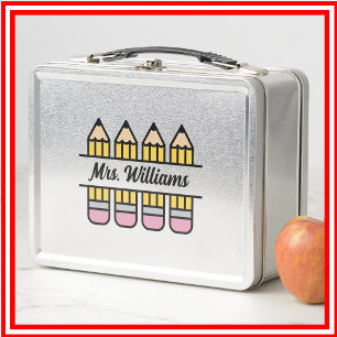 Teacher Pencil Back To School Appreciation Metal Lunch Box