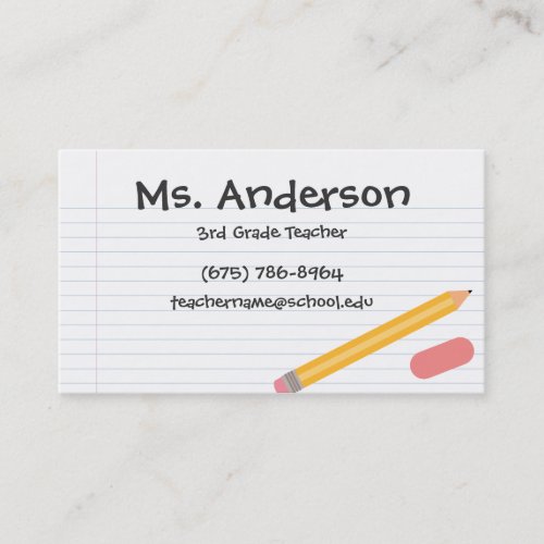 Teacher Pencil Business Card