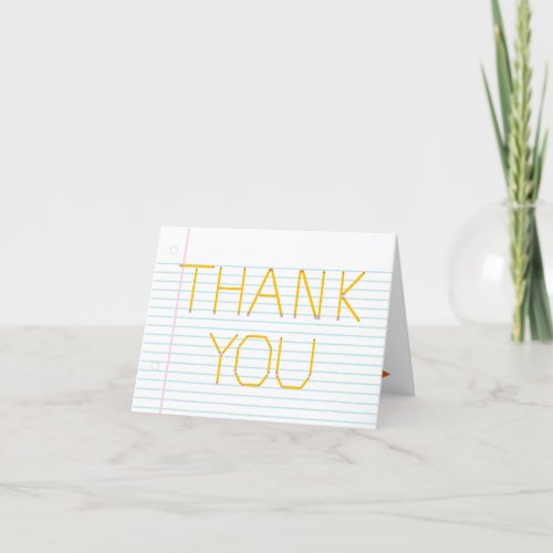 Teacher Pencil Lined Paper Thank You Card