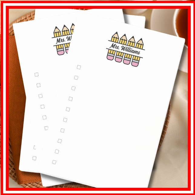 Teacher Pencil School Appreciation Checklist Post-it Notes (Creator Uploaded)