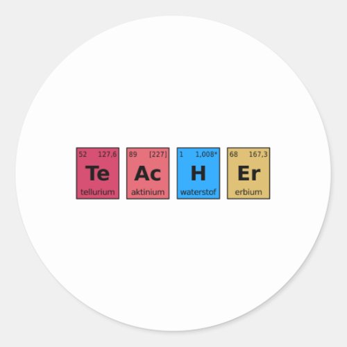 Teacher Periodic Table Classic Round Sticker