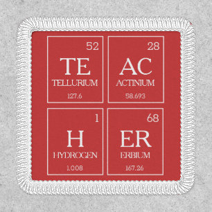 Teacher periodic table elements chemistry red patch