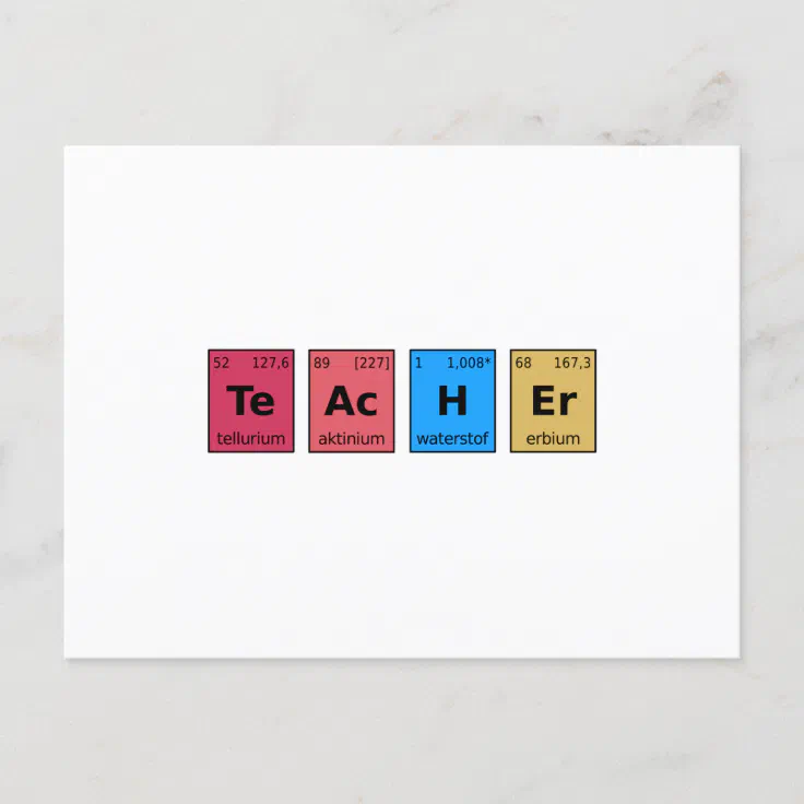 Teacher Periodic Table Postcard | Zazzle