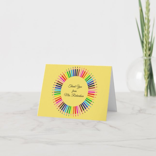 Teacher Personalized (Blank inside) Letterpress Thank You Card (Front)