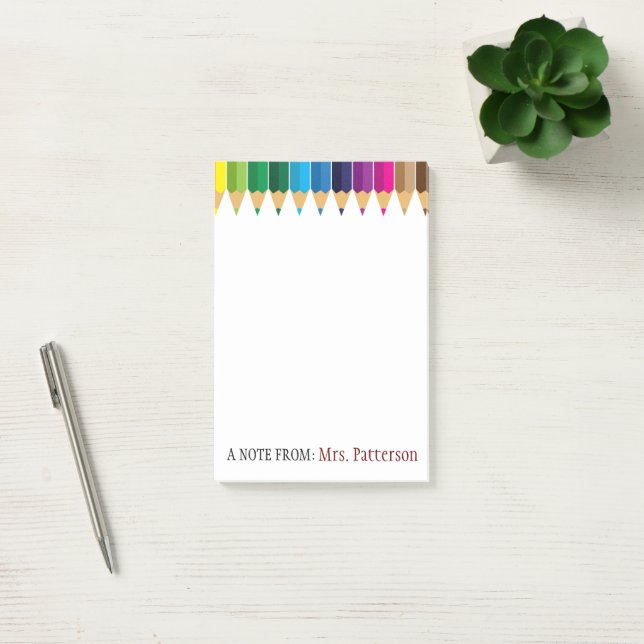 Teacher Personalized Color Pencil Post It Notes (Office)