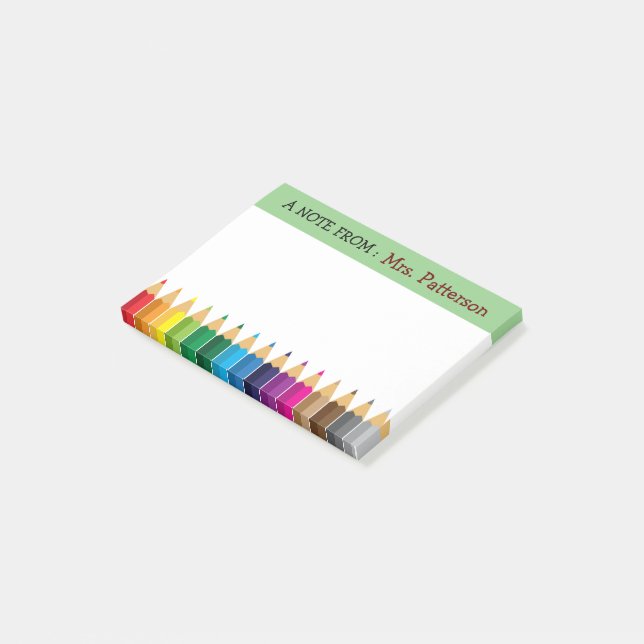 Teacher Personalized Color Pencil Post It Notes (Angled)