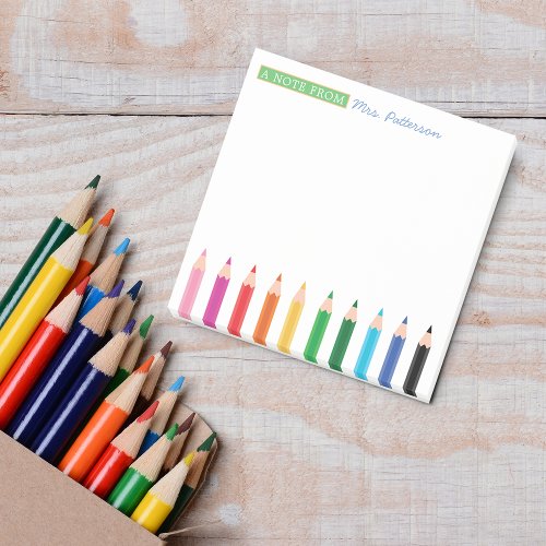 Teacher Personalized Color Pencil Post_it Notes