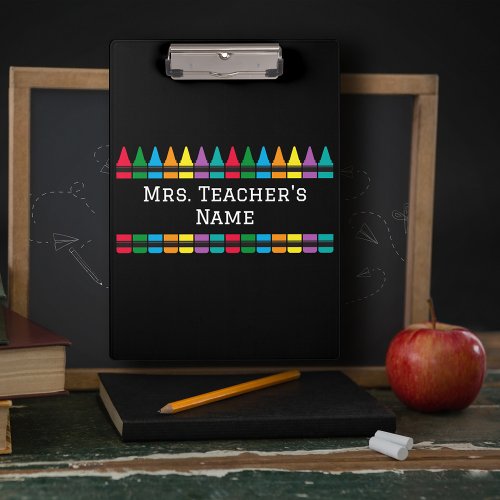 Teacher Personalized Colorful Crayon School Clipboard